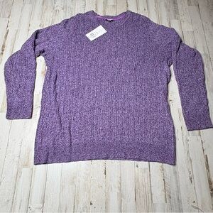Kim Rogers Cable Crew Sweater Women’s Plus Sz 1X Purple Marbled Classic NWT